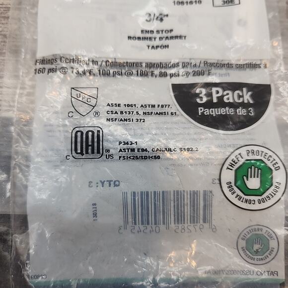 (3-Pk) SharkBite EvoPEX End Stop Push-to-Connect PEX 3/4" Lot of 3 [100] - Picture 10 of 13